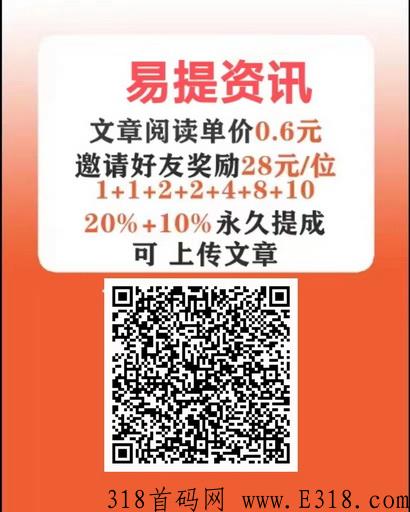 本月首码易提资讯转发赚米，阅读人数越多收益越高