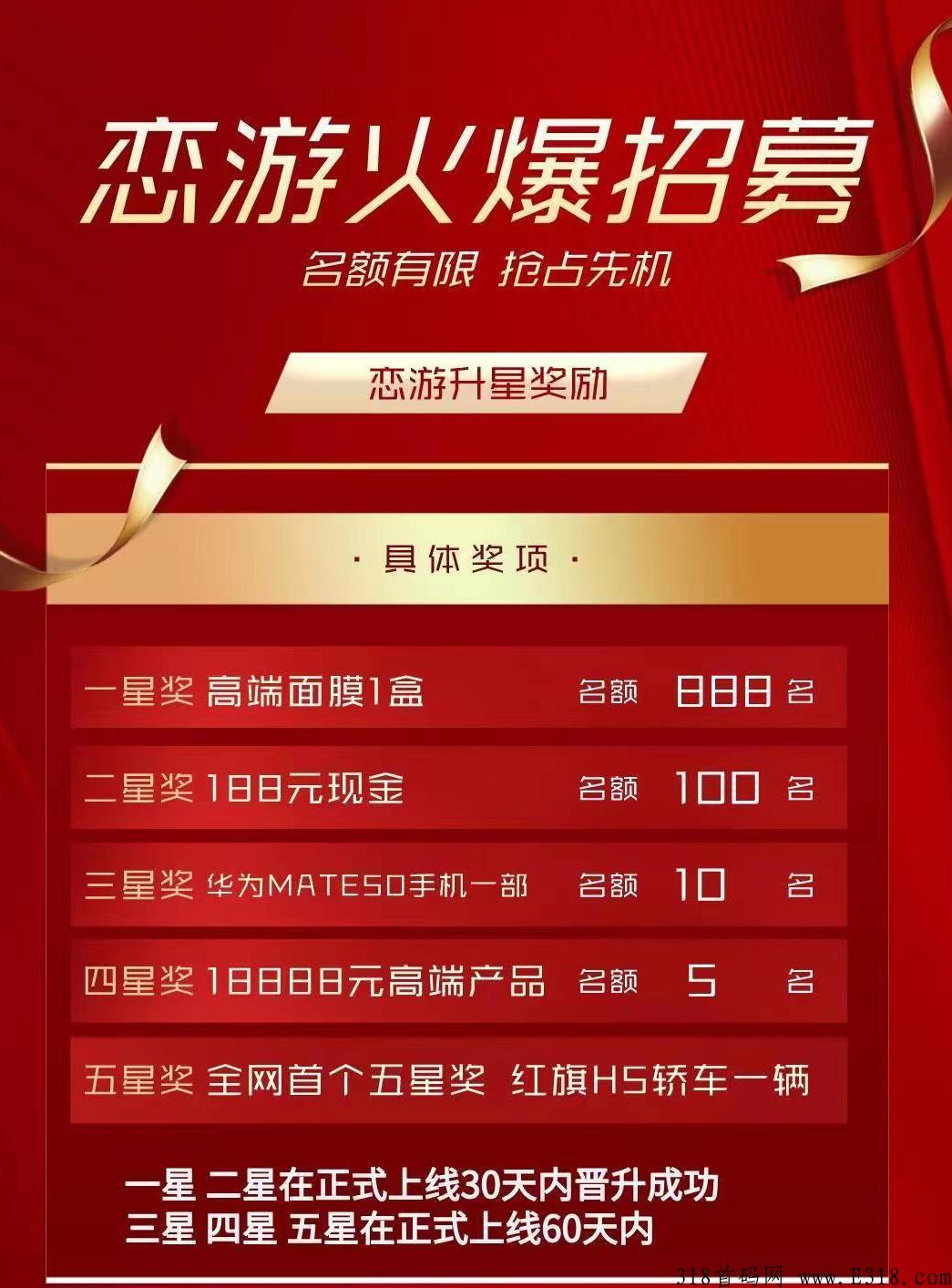 恋游，2022王炸卷轴项目，排线兜底三星大区，招团队长，上星重金扶持