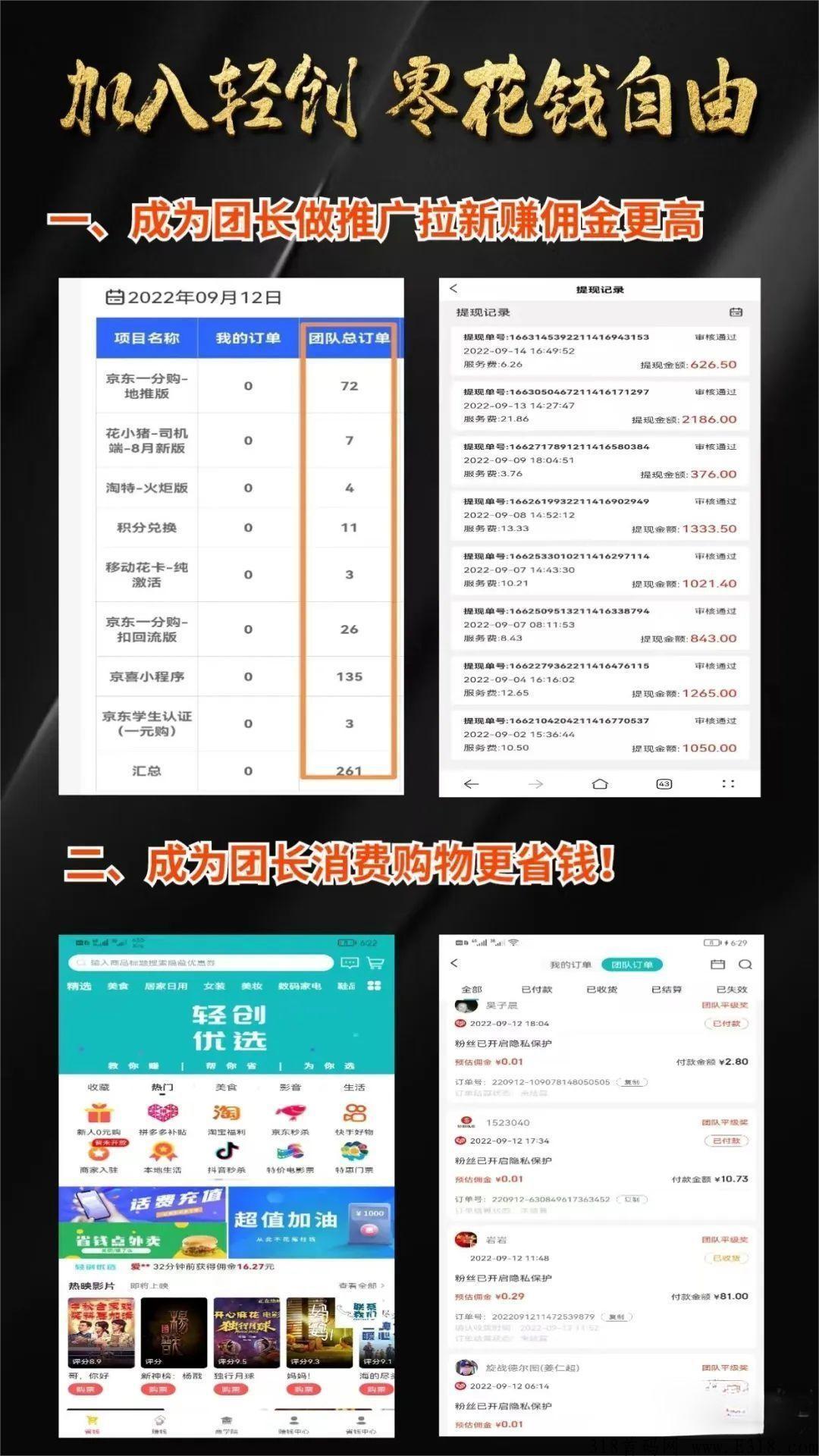 轻创优选APP赚米教程：教你赚帮你省，全网佣金最高的CPA赚米平台,长期对接团队长价格置顶