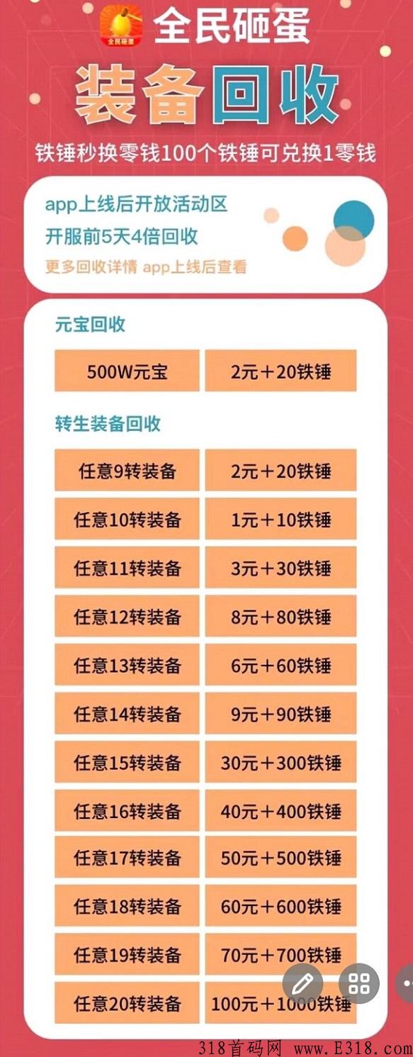 全民砸蛋：打金元宝自由交易，砸蛋每日分奖励，团队奖励