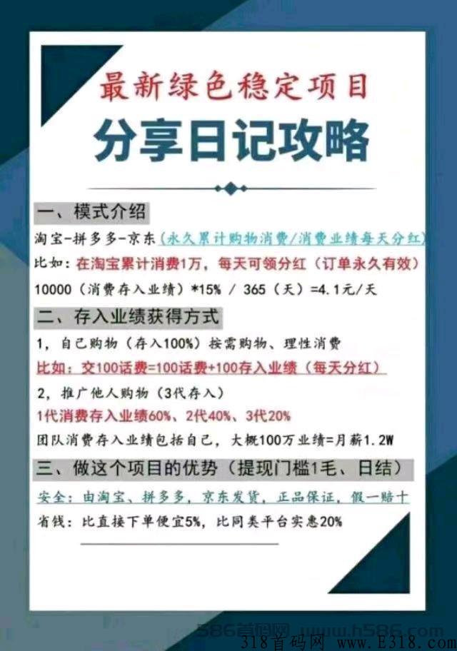 分享日记，养老永久分h项目，注册送100元存款，每天分奖励