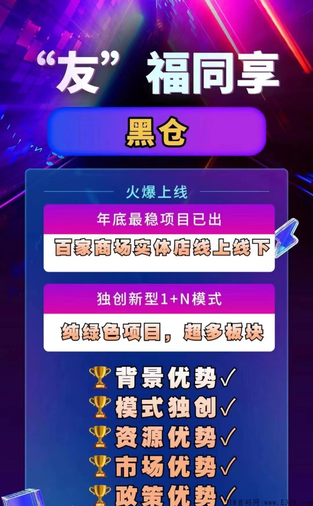 年底黑马项目，黑仓独创自营+乐买买+龙猫外卖+N种玩法多重收益！