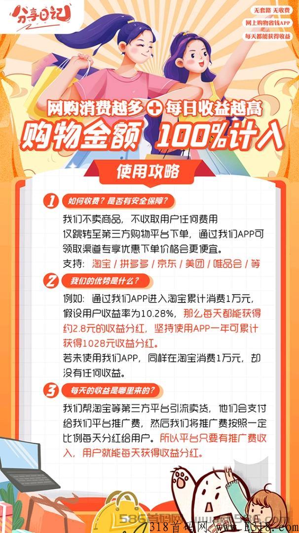 养老永久h红项目，分享日记注册送100消费金可无限叠加 ，每天h红