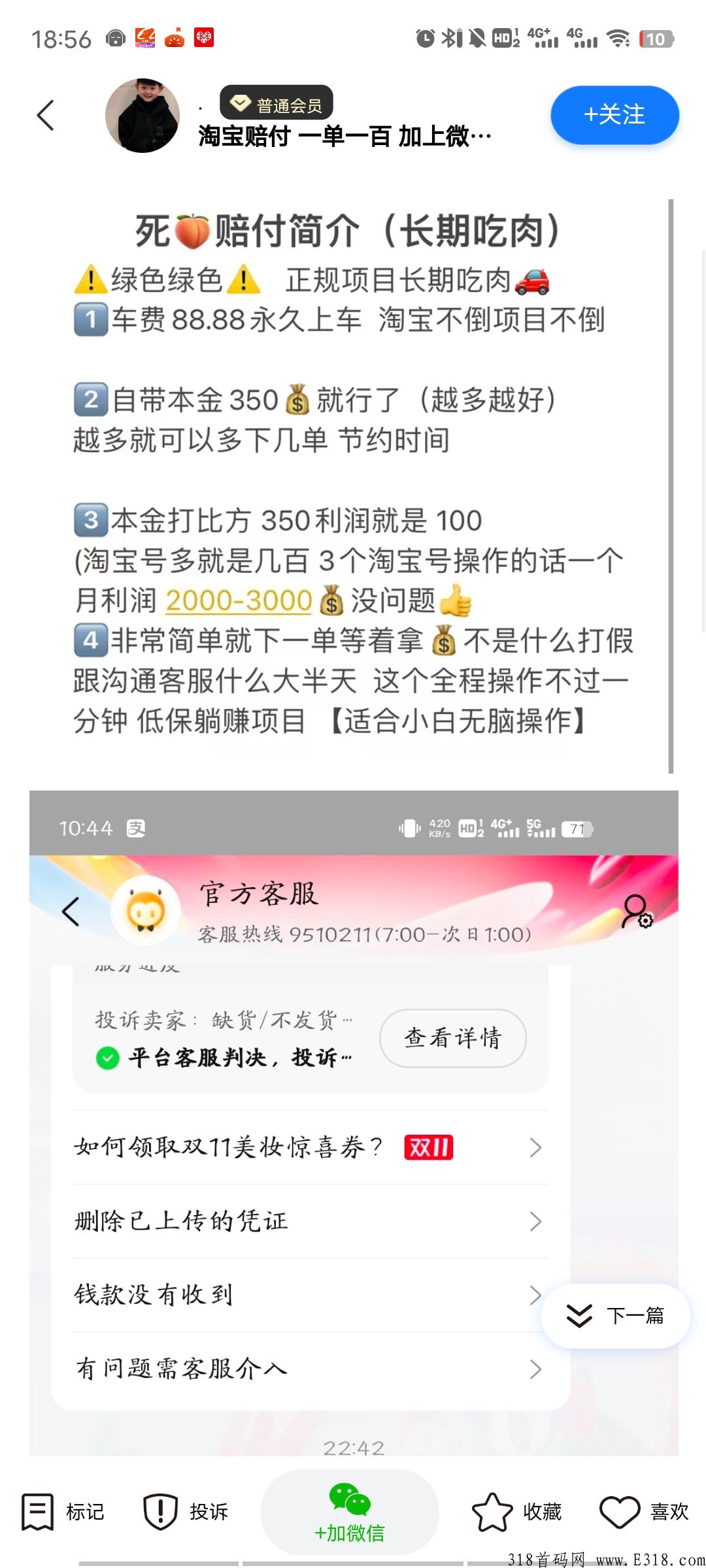 淘宝赔付，躺赚项目一单价高