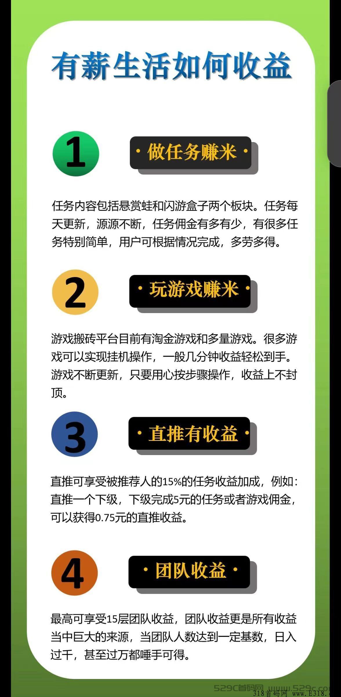 首码有薪生活免费撸，自动送万人团队收益