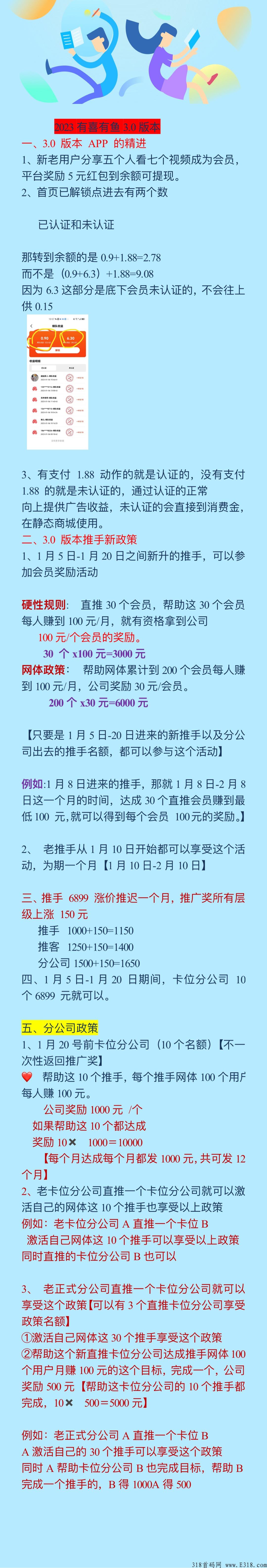 【有喜有鱼3.0】官方对接，震撼来袭，五五裂变，自动滑落