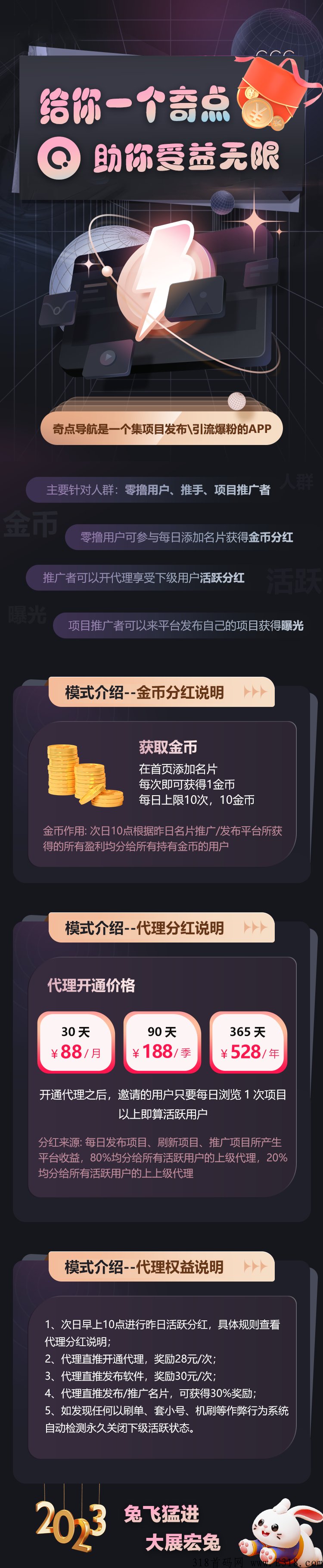奇点导航首码刚出，每日分h，项目天花板
