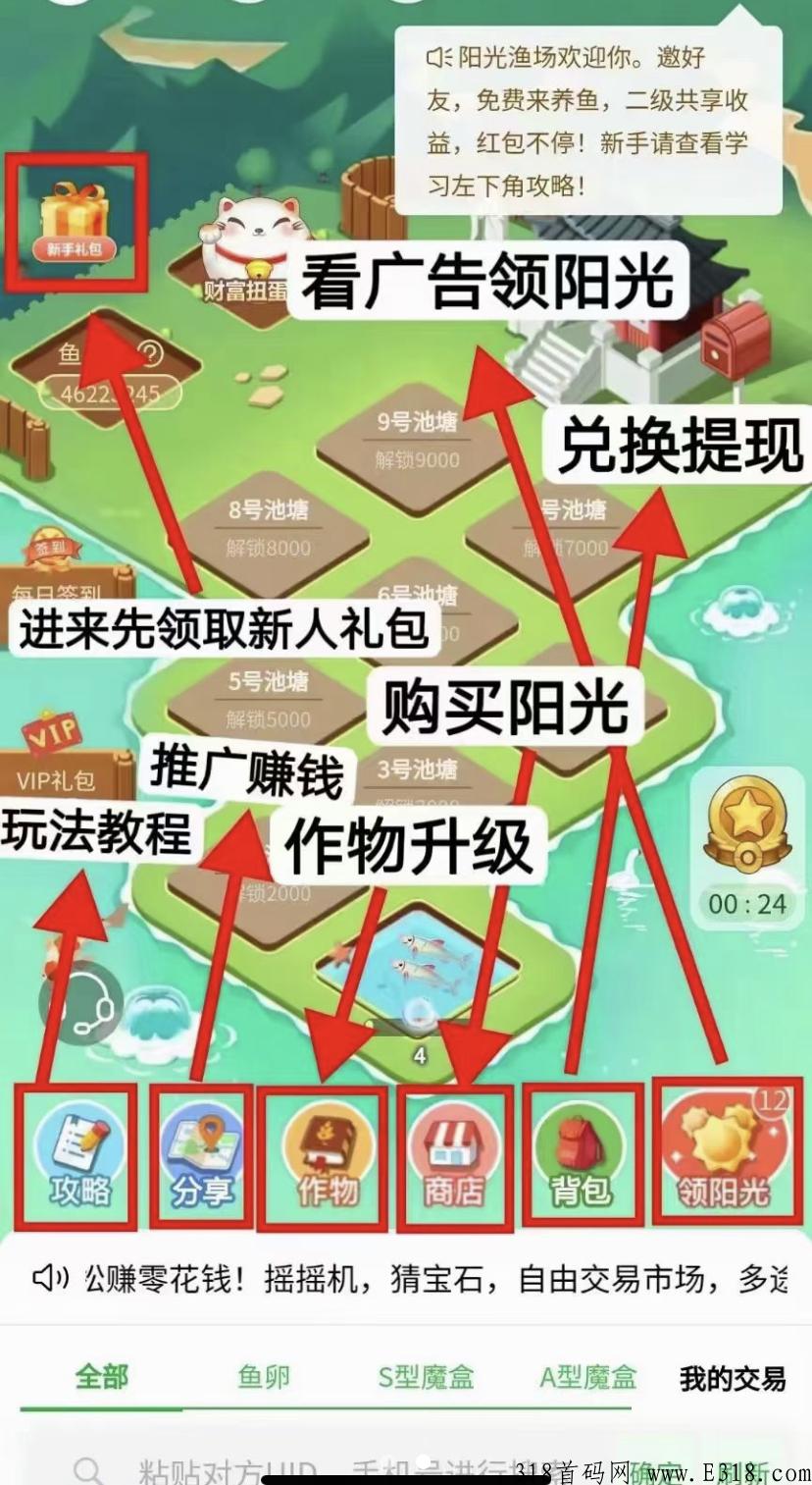 阳光渔场新年新项目，免费赚米+二级提成能否长久