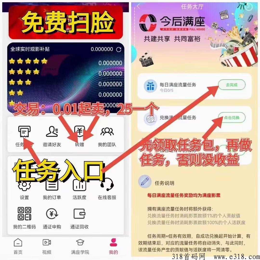 今后满座，首个影票通证项目，刚上线，高扶持