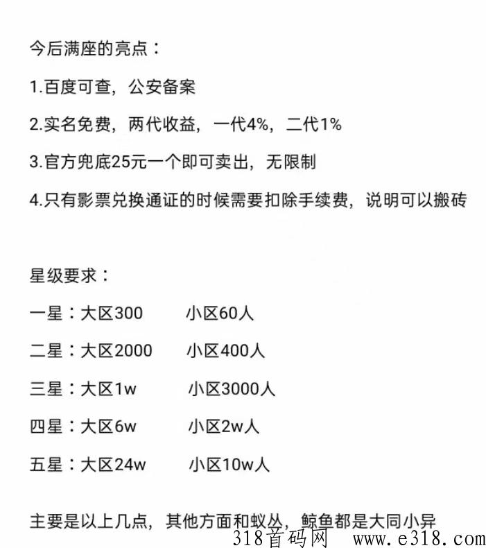今后满座，首码正式上线，全力扶持