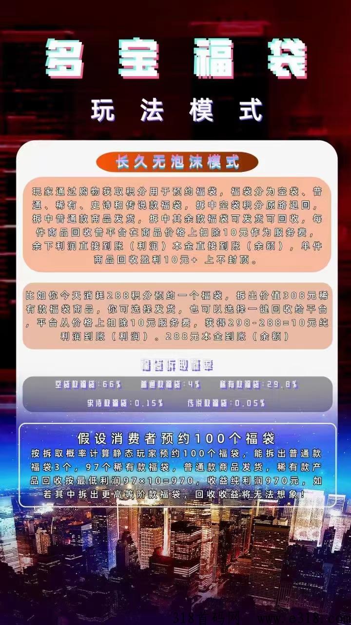 多宝福袋，静态收益高，提现当天到，招募玩家待遇高，一起拿结果