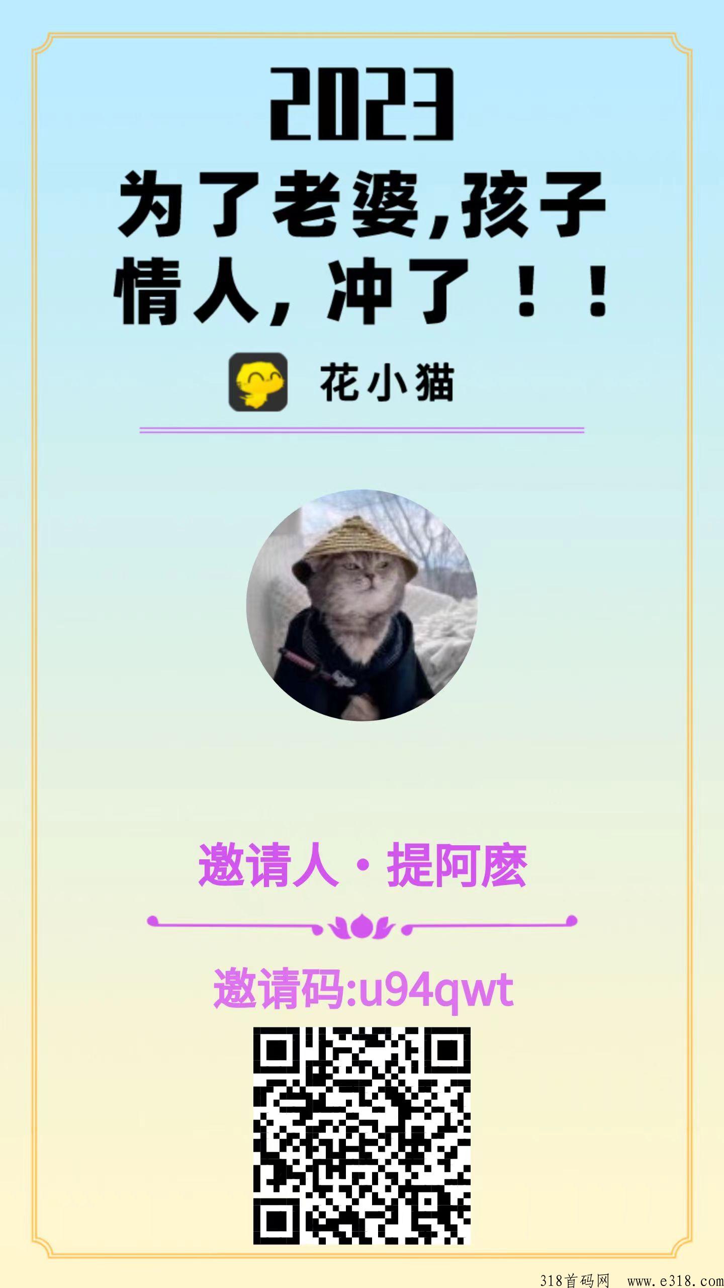 花小猫首码，五五自动滑落享九万团队收益