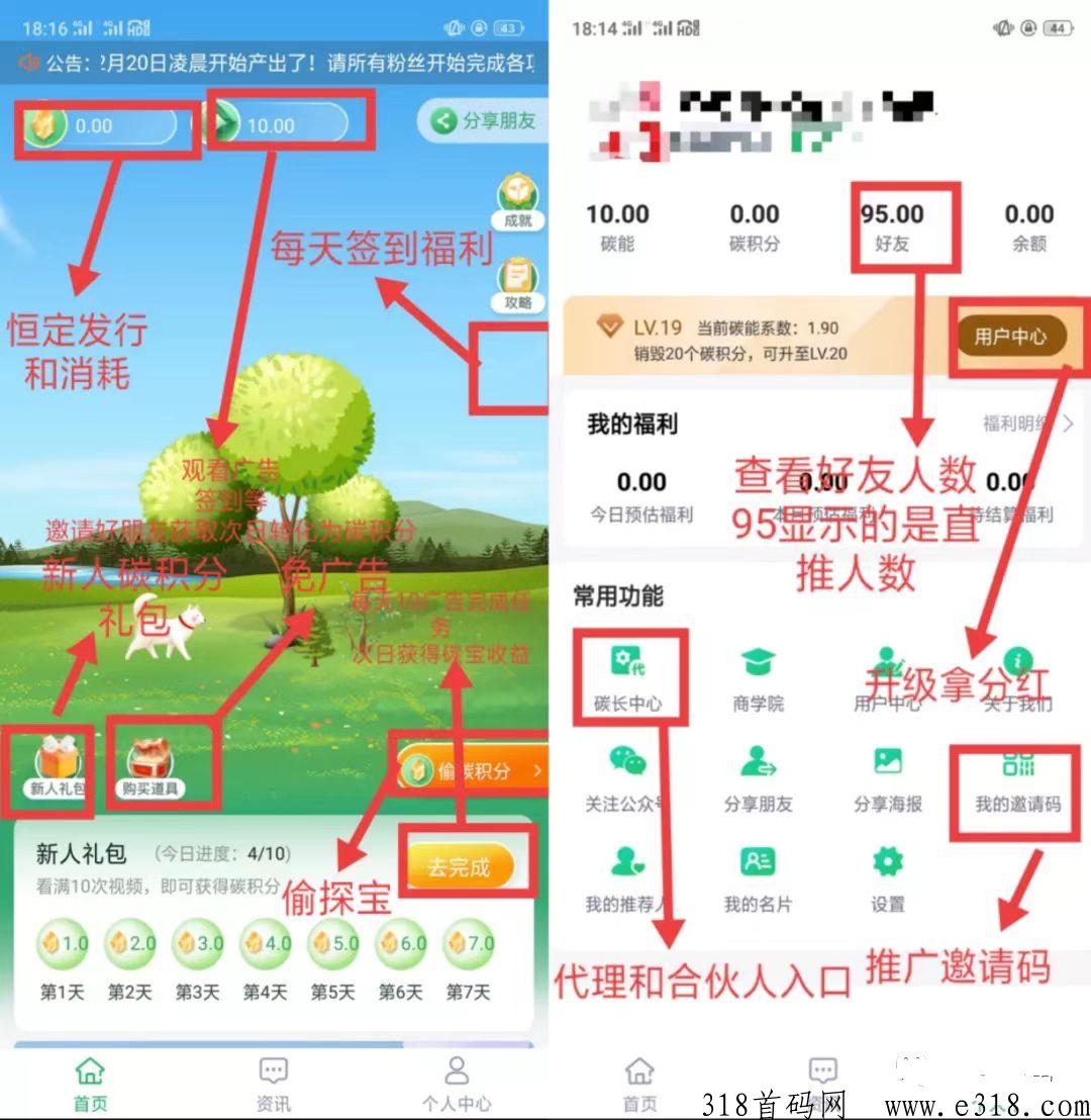 碳汇世界app，天花板中的天花板，撸积分换米，已上架应用商店