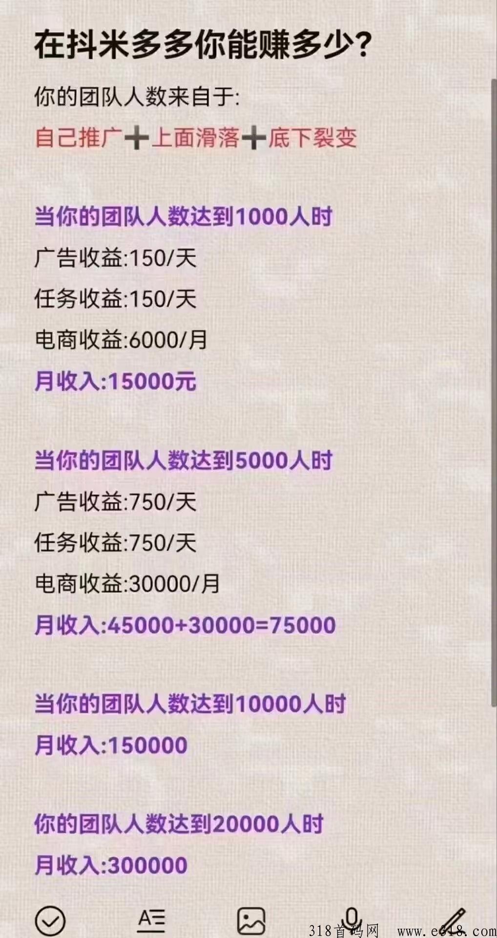 抖米多多APP首码站位，纯撸，万人团队公排滑落！