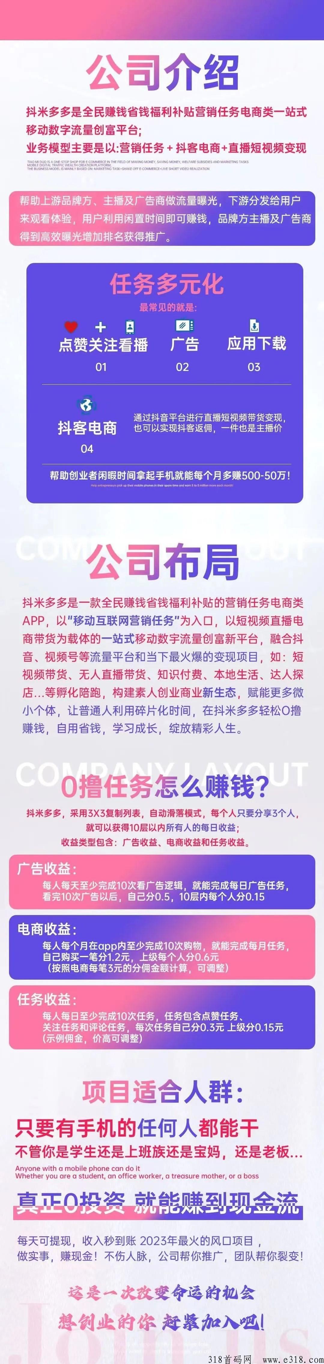 抖米多多APP首码站位，纯撸，万人团队公排滑落！