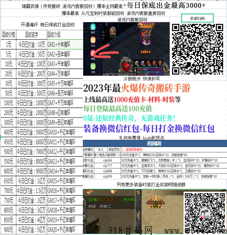 雄霸武神打金传奇，开魂环日保底收益高，不开魂环打本b收装备