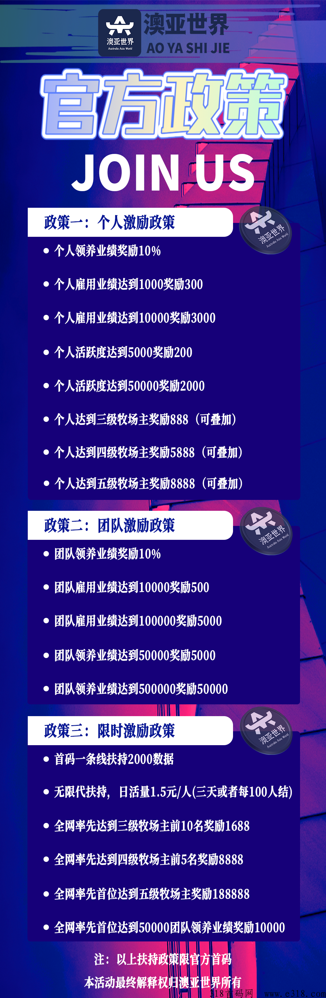 澳亚世界，全新首码项目即将强势来袭！官方全网对接实力团队长，全网最高待遇扶持！