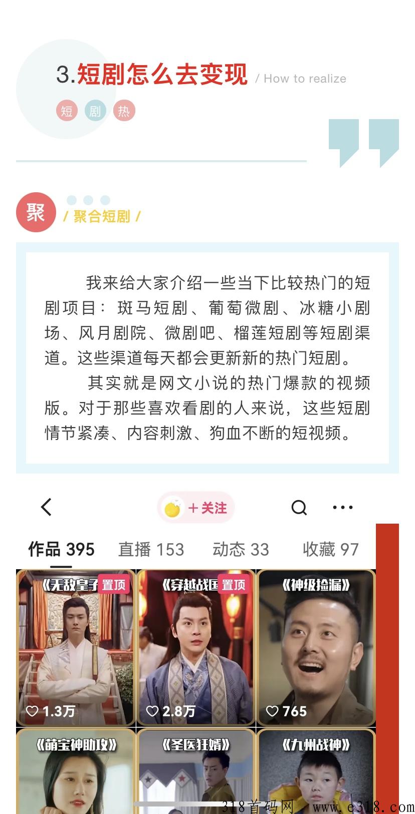 零投资，爽文短剧分销，0粉丝变现，简单易做，全程陪跑