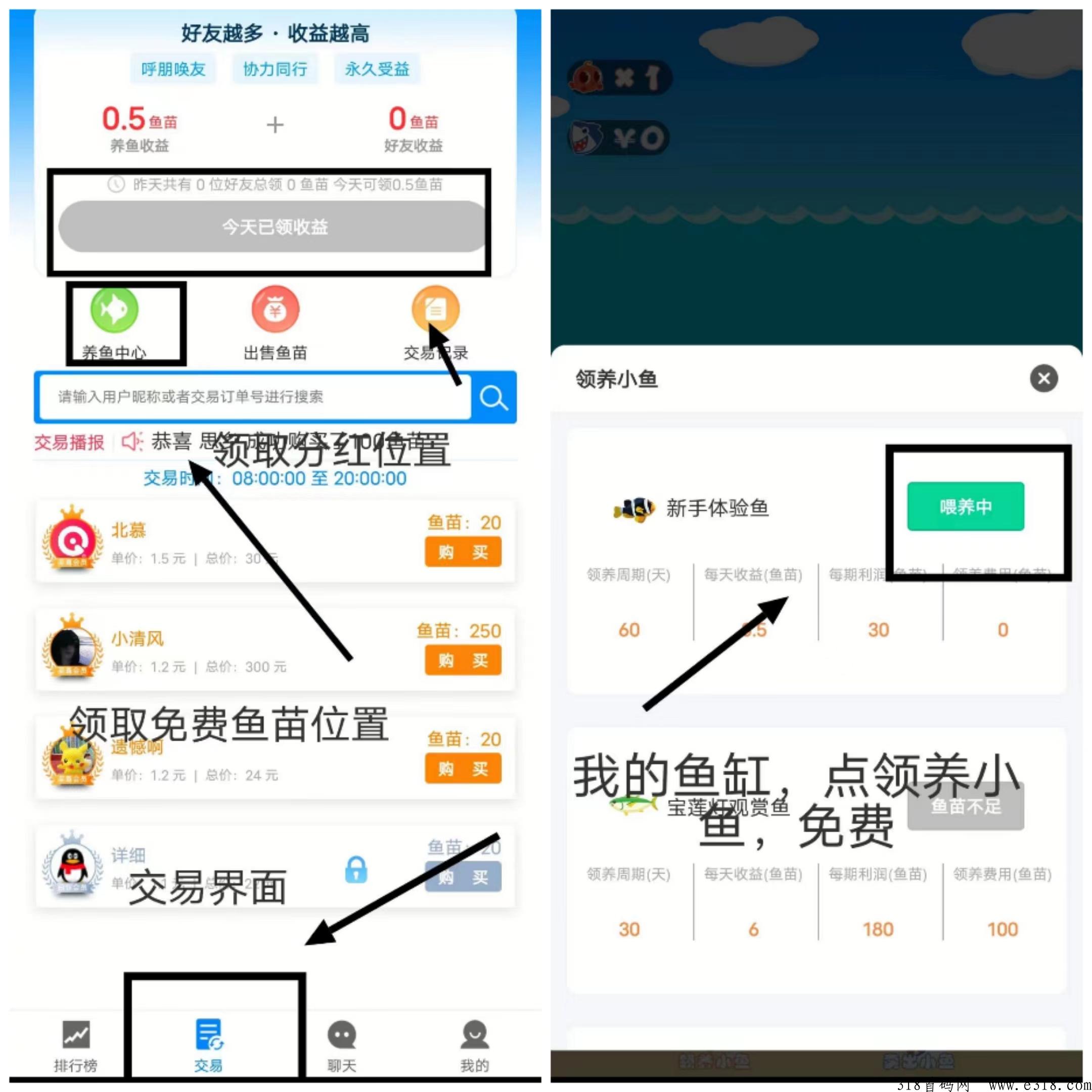 海洋之家今日首码！鱼苗分h，鱼越多分h越多，鱼苗秒卖，内置交y