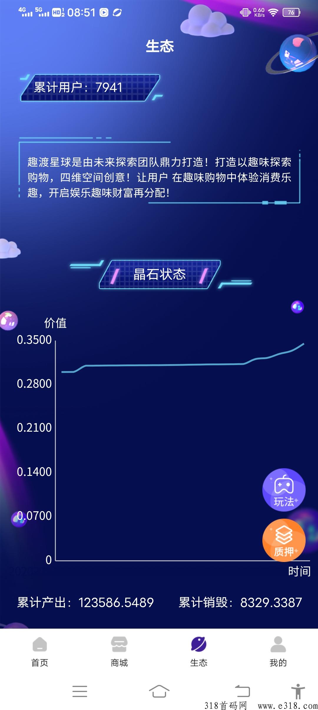 趣渡星球，每天一个广告，平台保底一水晶，实名可转赠出售