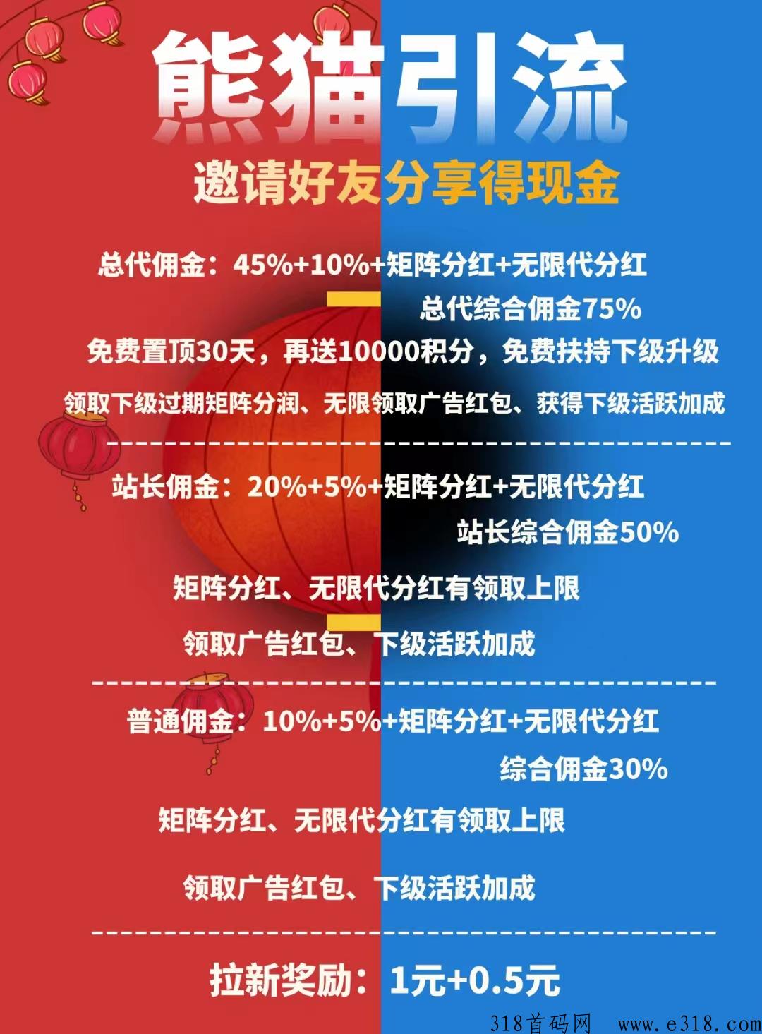 熊猫引流，首码刚出，大型广告平台，全网扶持对接