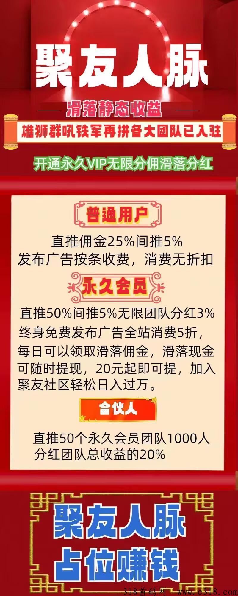 聚友人脉，今天下午1点上线，全网对接，待遇拉满