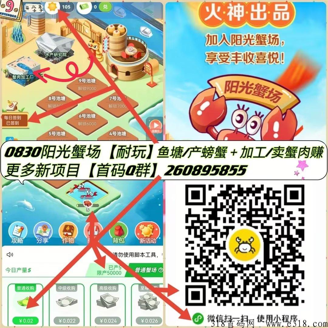 阳光农场，养螃蟹长久项目