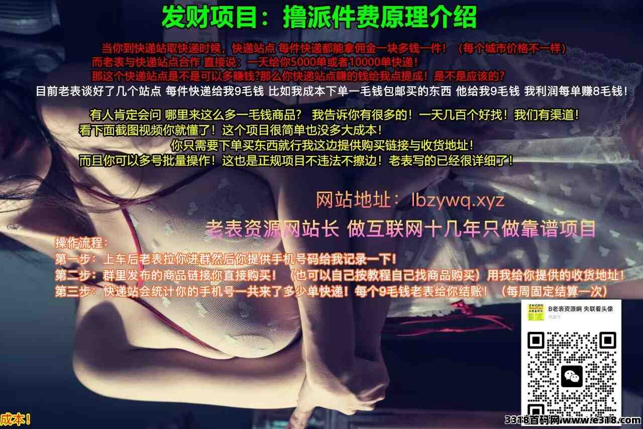 【老表资源网】派件费项目 单挑全国最高价！老表垄断价！