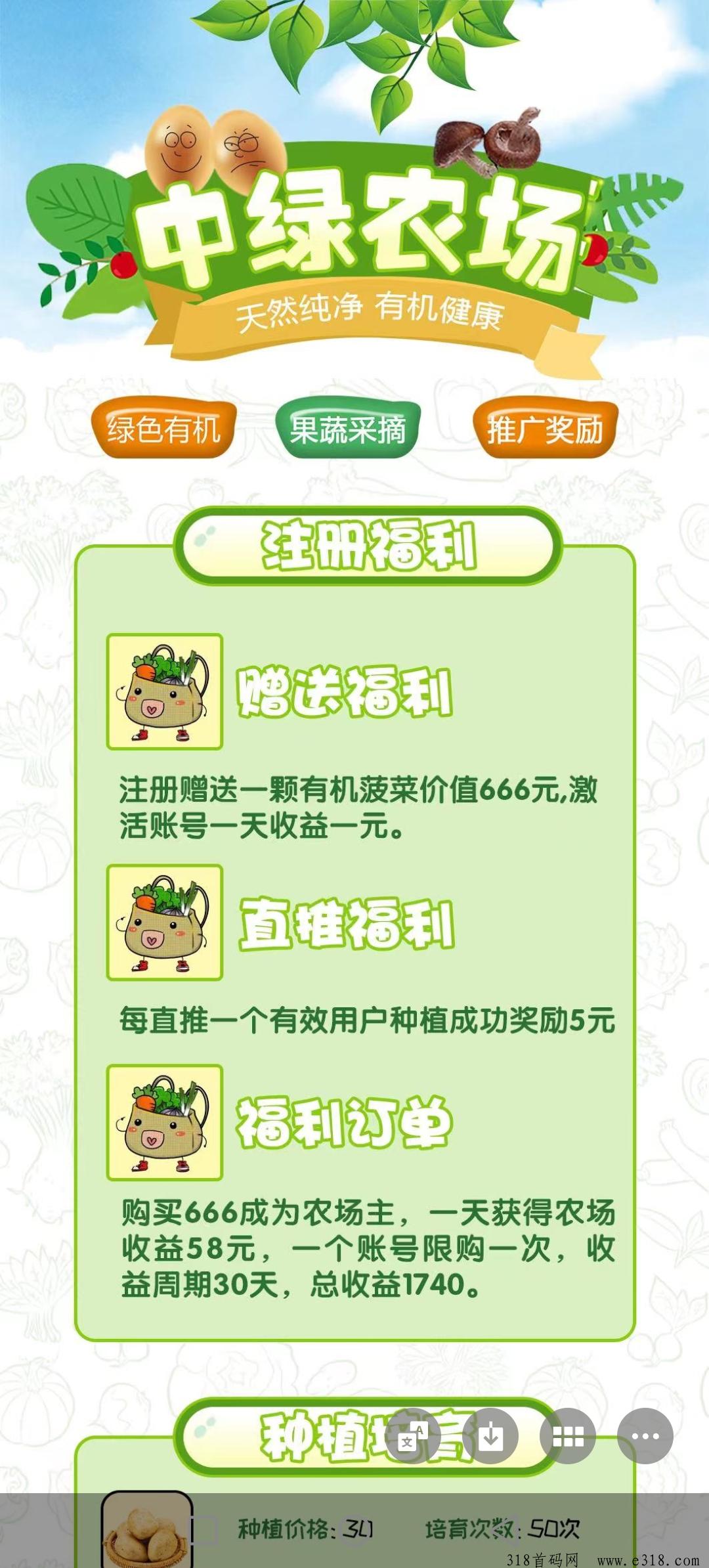 中绿农场，最新首码预热明天上线，全网最高扶持，诚信合作