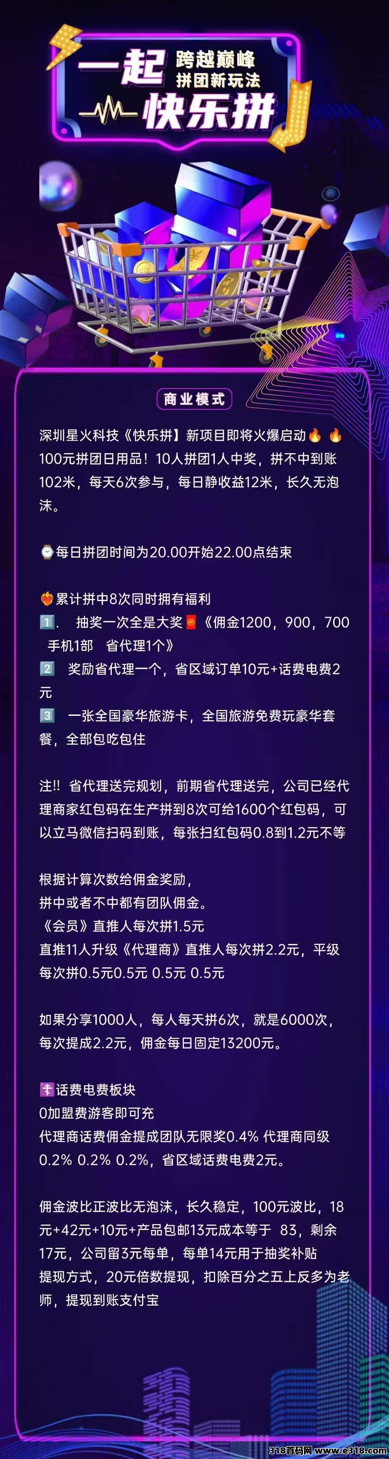 【快乐拼】拼团全新玩法，长久稳定无泡沫，速度来抢占先机