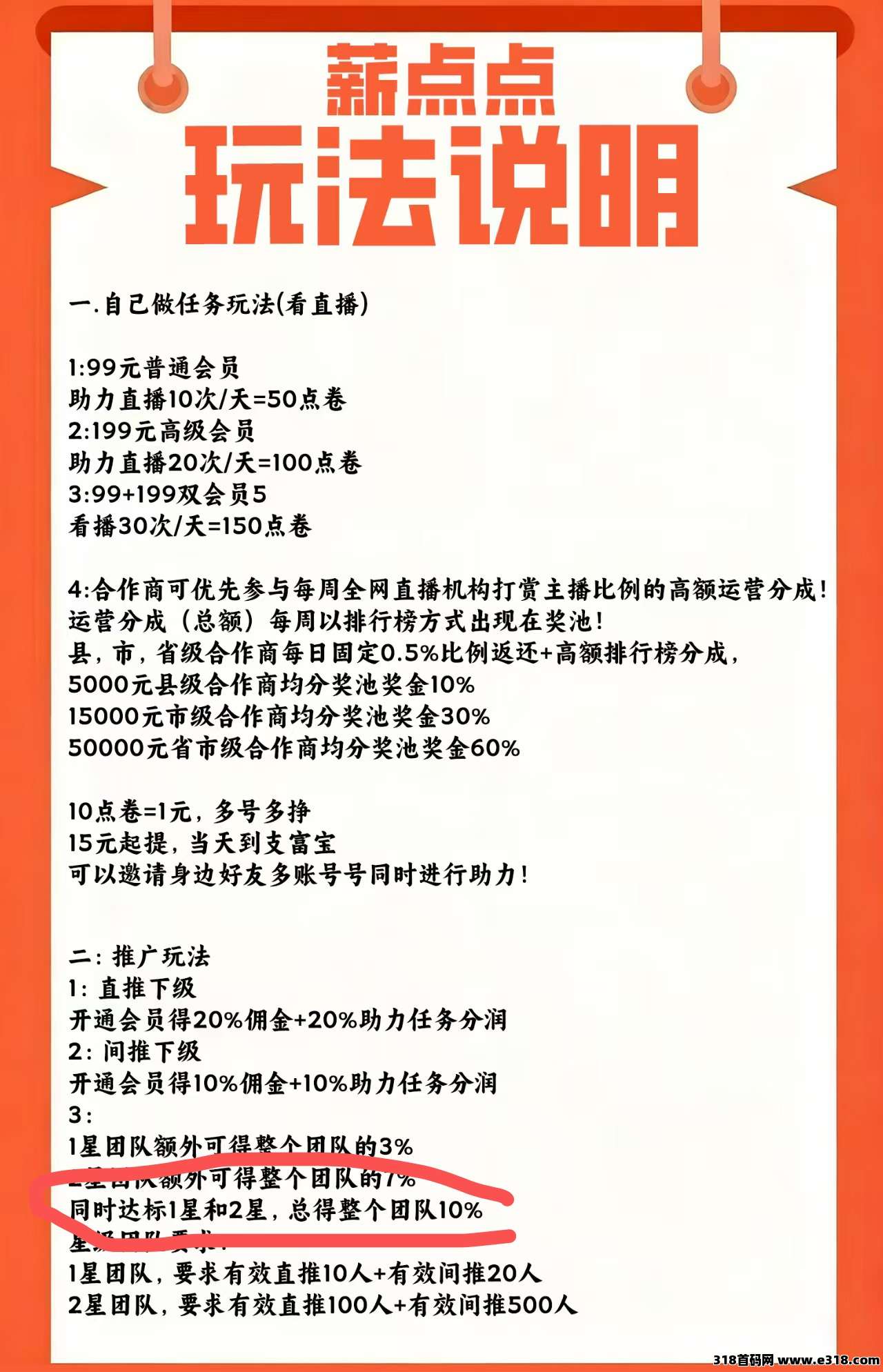 薪点点看客帮模式，首马对接团队长，福利拉满