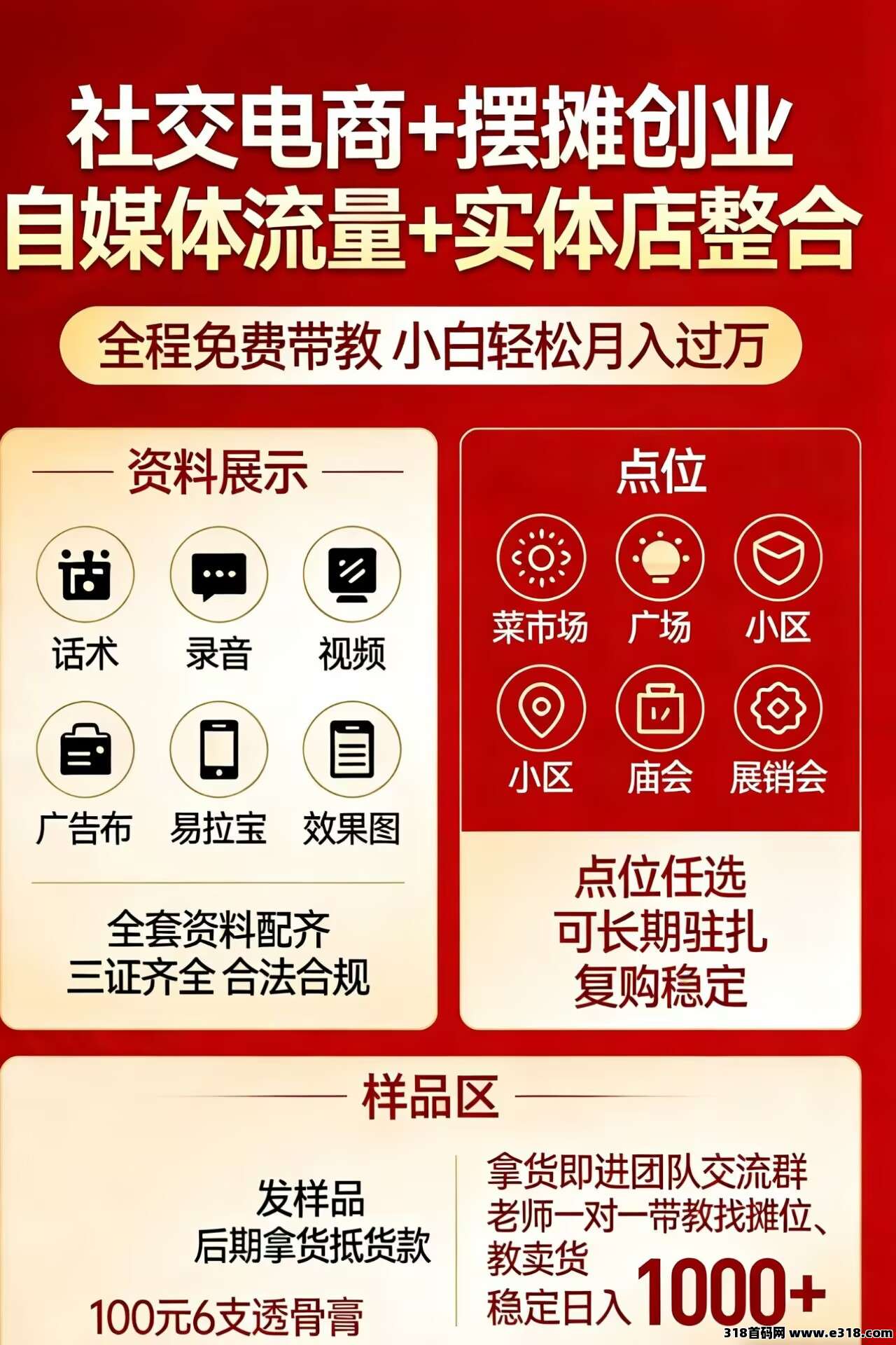 姚大夫新电商+摆摊创业+自媒体流量，教你月入万元