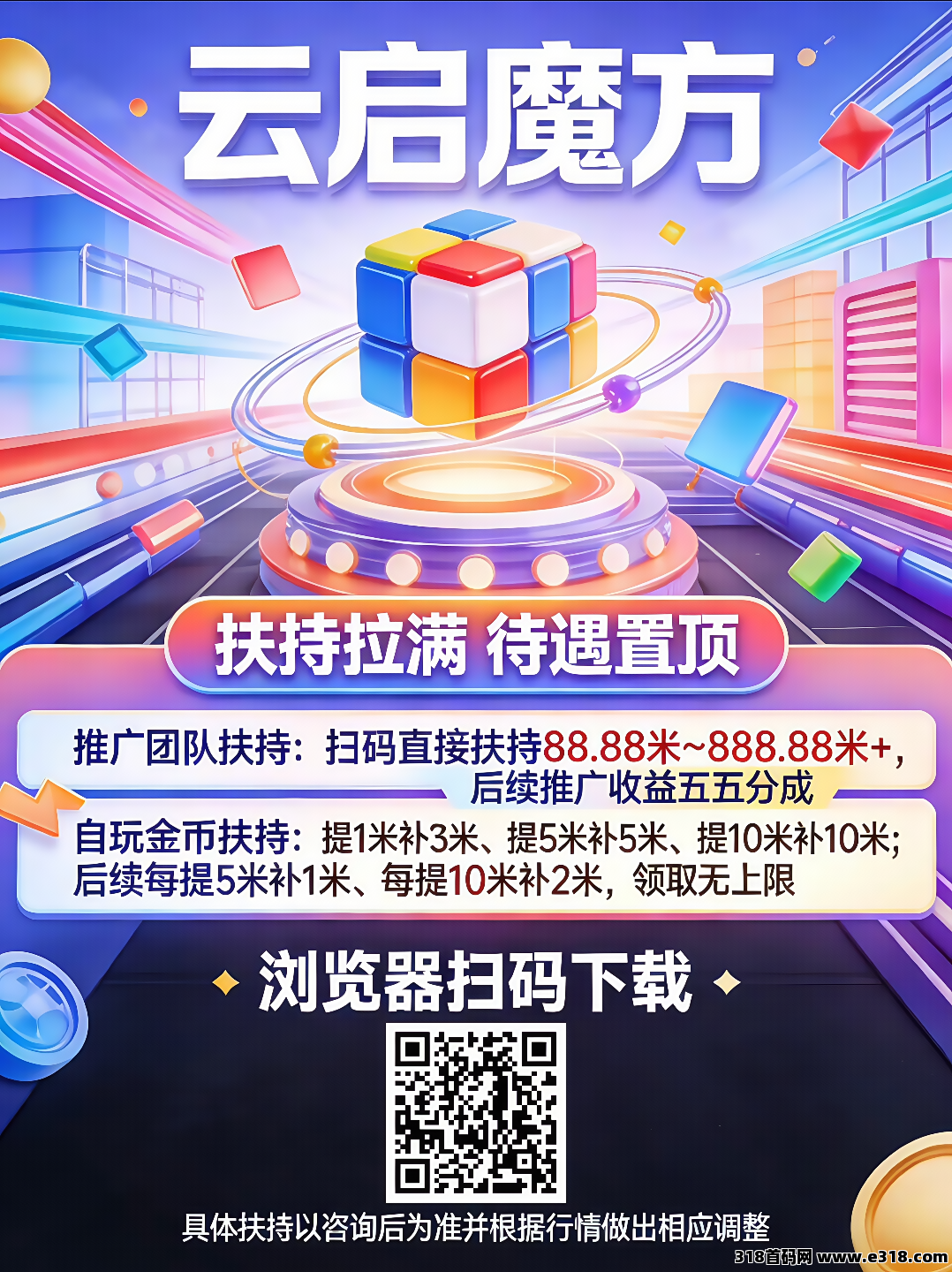 首码〖云启魔方〗扫码下载/自玩提现高额扶持，零撸广告