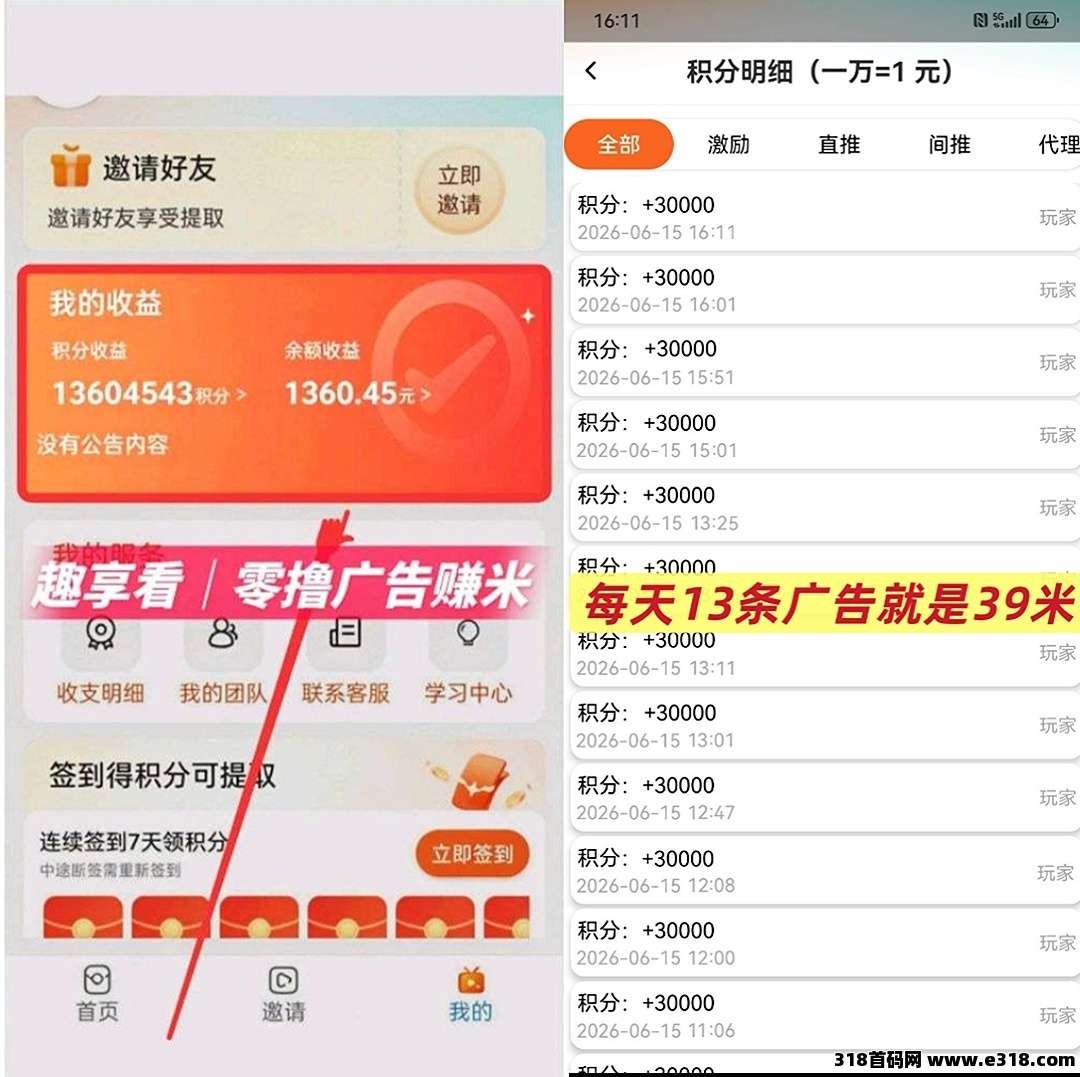 首码趣享看广告长久矩阵生态收益