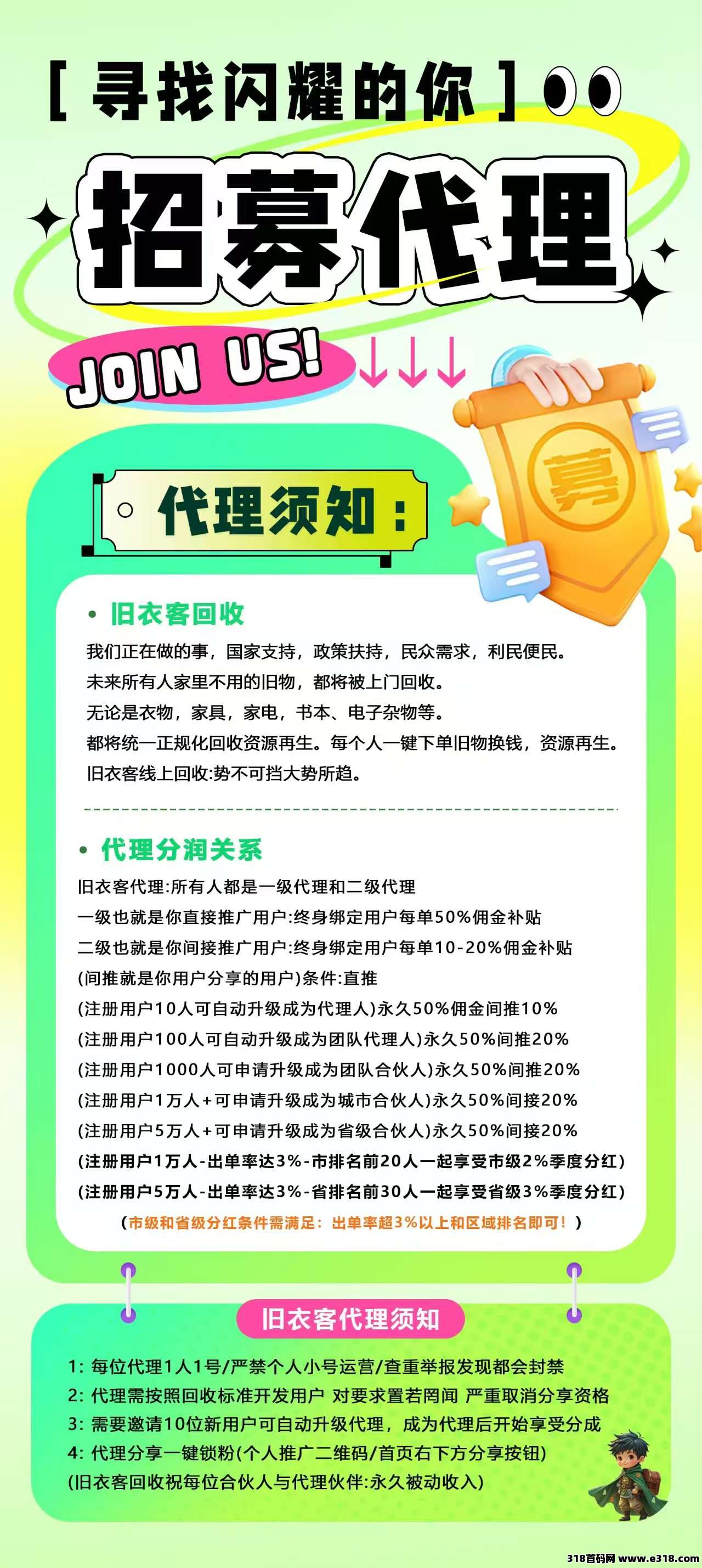 旧衣客回收，全国大量招募旧衣回收合伙人