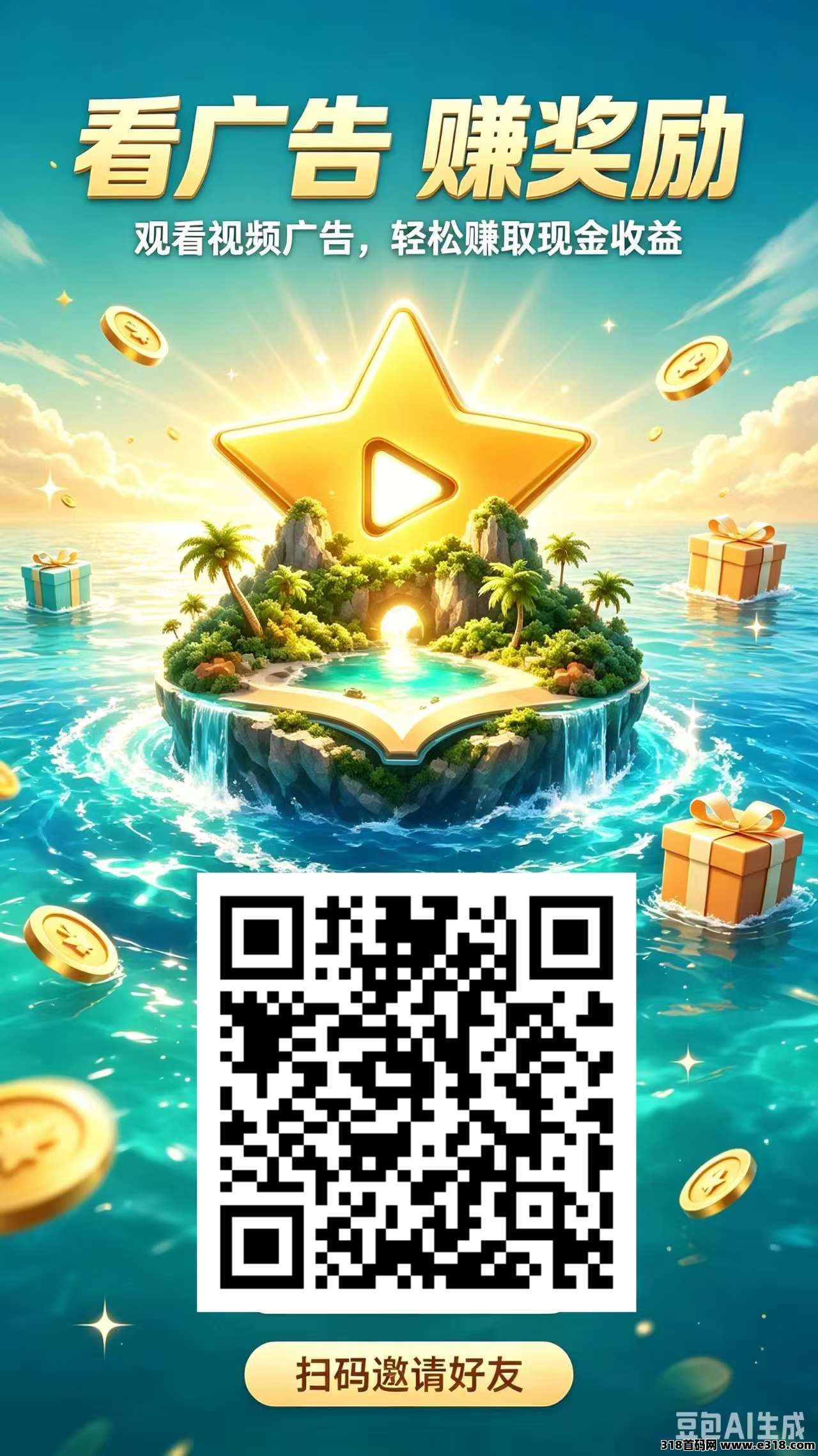 星趣岛app刚出，保底看广告刚出，保底看广告