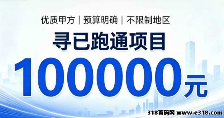 【优质甲方】自由资金10w以内，寻已跑通的项 目，要有门槛的